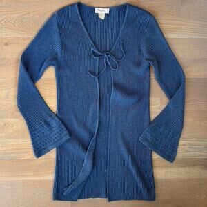 VTG Y2K Great American Sweater Tie Front Cardigan Bell Sleeve Long Womens Small